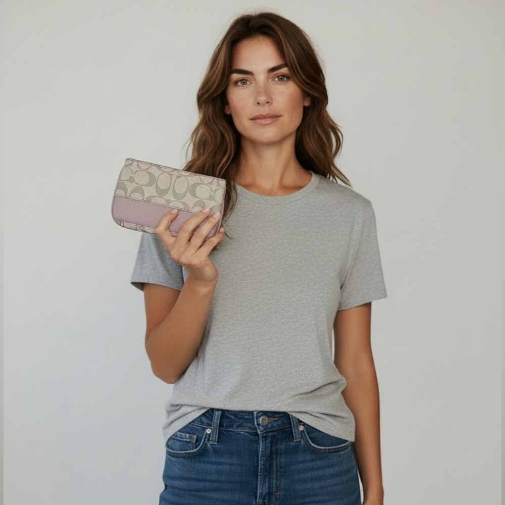 COACH Lavender Signature Canvas Wristlet EUC